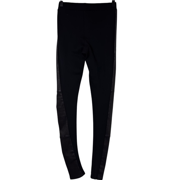 ALICE + OLIVIA LEATHER SIDE PANEL BLACK STRETCHY LEGGINGS NO SIZE - Picture 3 of 7